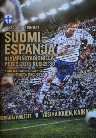 Otteluohjelma Suomi - Espanja 06.09.2013